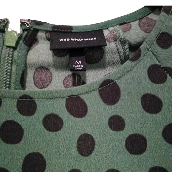 A New Day Green & Black Polka Dot Blouse – Size M, NWT - Picture 2 of 4